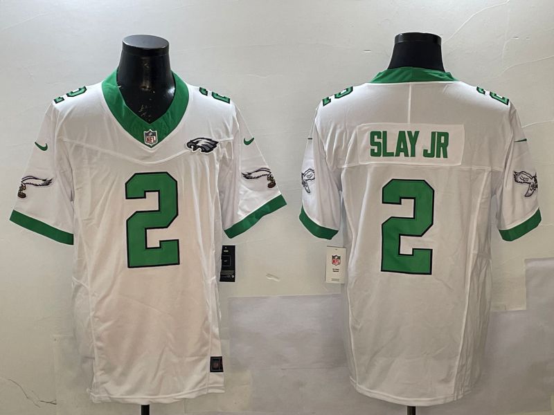 Men Philadelphia Eagles #2 Slay jr White Retro three generations 2025 Nike Vapor Limited NFL Jersey style 4->philadelphia eagles->NFL Jersey